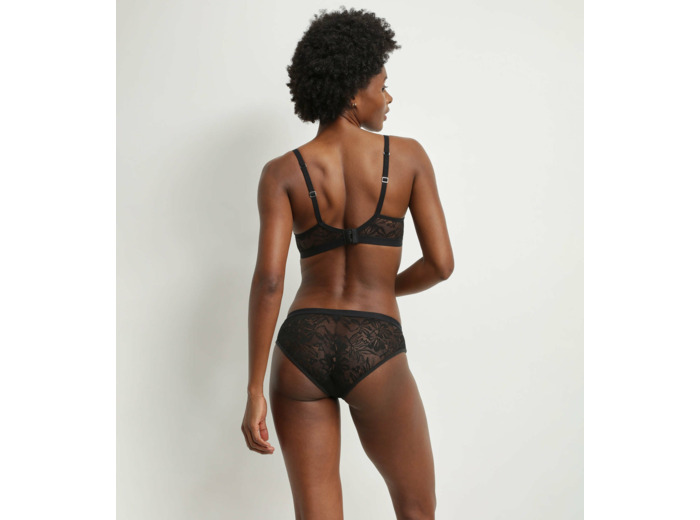 Soutien-gorge à armatures en dentelle noire à feuillage Mod de Dim