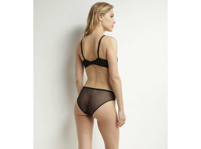 Soutien-gorge emboitant en tulle Noir et pois Lurex Dim Shiny Mesh