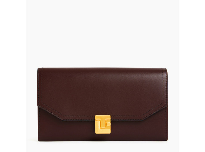 Grand portefeuille Rose en cuir lisse