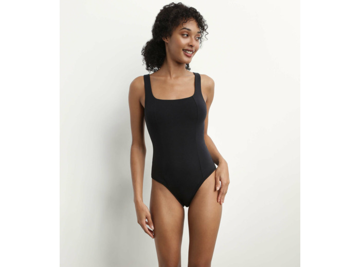 Body femme en coton modal à bretelles et décolleté carré Noir Dim Icons