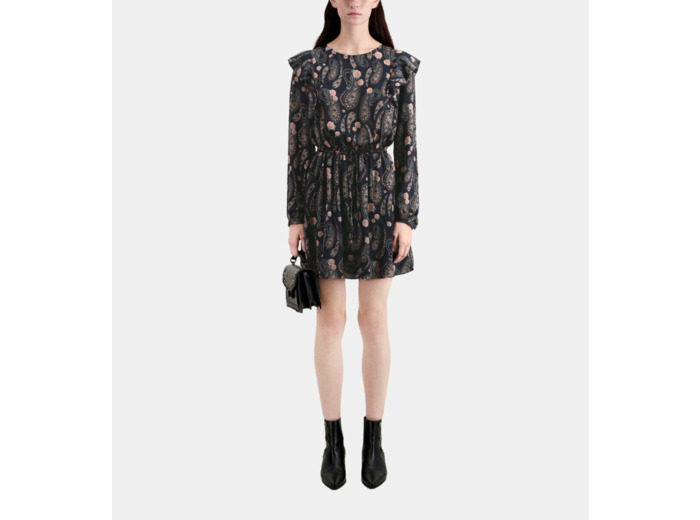 Robe Courte A Manches Longues black / pink