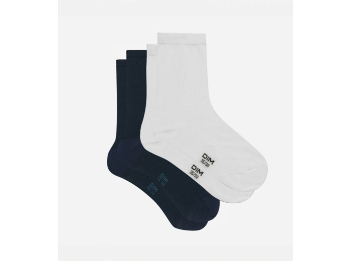 Lot de 2 paires de chaussettes femme Bleu Cachemire Gris Basic Coton