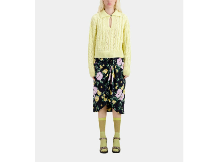 Pull Col Vareuse A Torsades yellow
