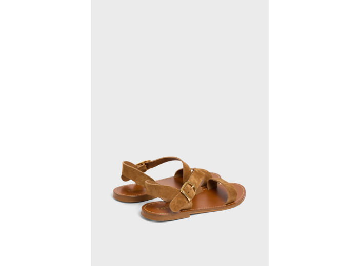 Sandales plates en cuir velours - NINON