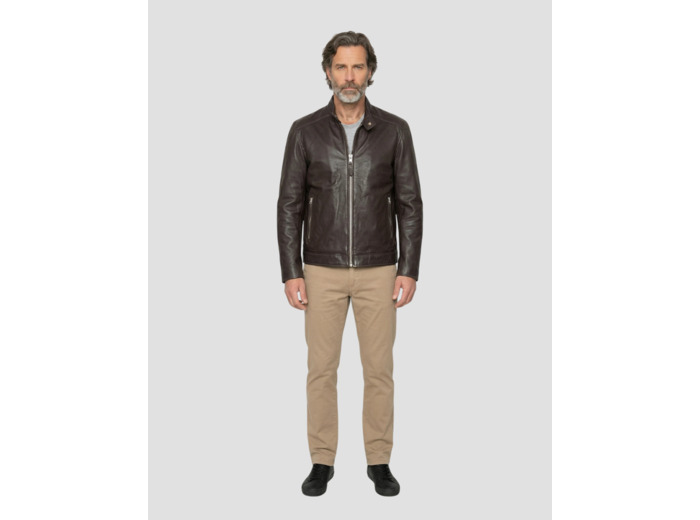Blouson motard, cuir d'agneau