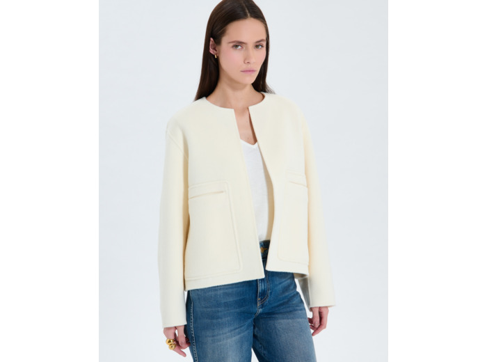Manteau court double face écru