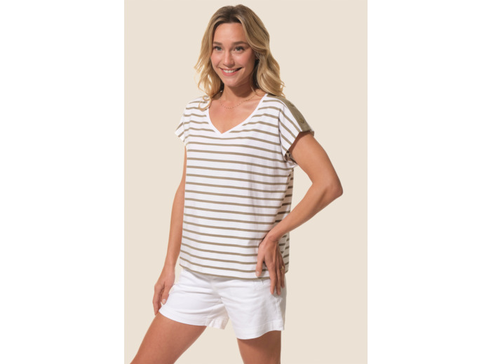 Tee-shirt rayé avec boutons épaules Giflia