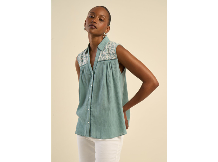 Chemiser sans manches brodé