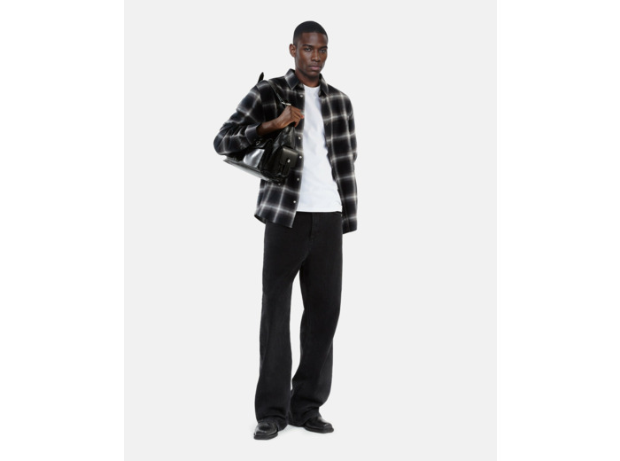 Chemise manches longues a carreaux black grey white