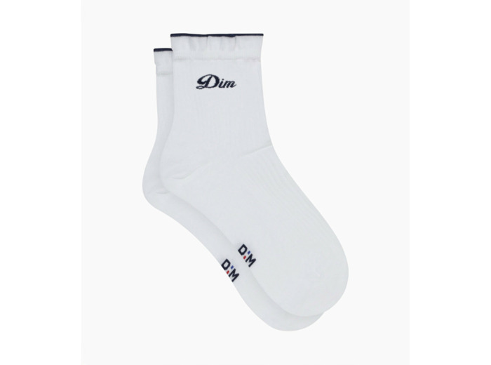 Socquettes femme en coton Blanc signature Dim brodé Madame Dim