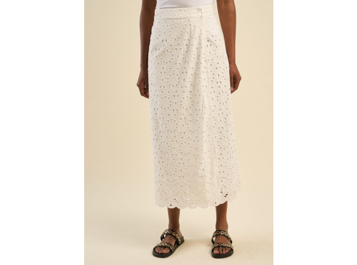 Jupe portefeuille en broderie anglaise