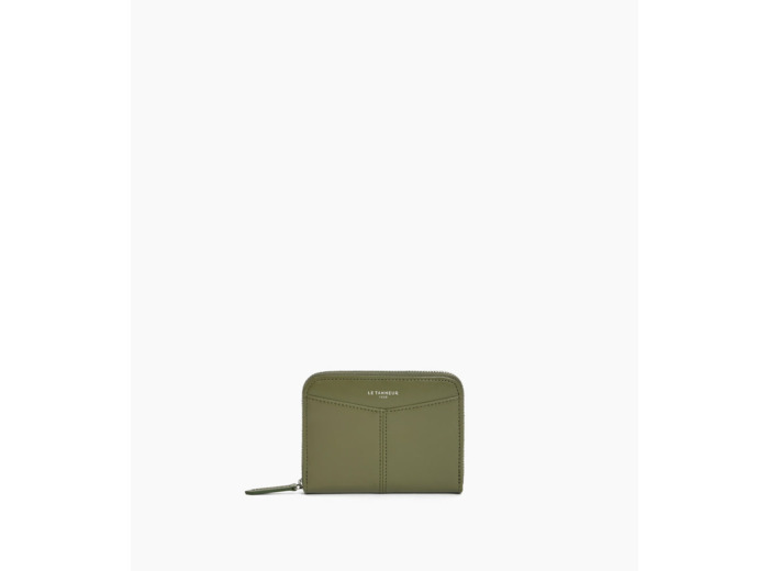 Porte monnaie zippé avec porte cartes amovible Charlotte en cuir lisse