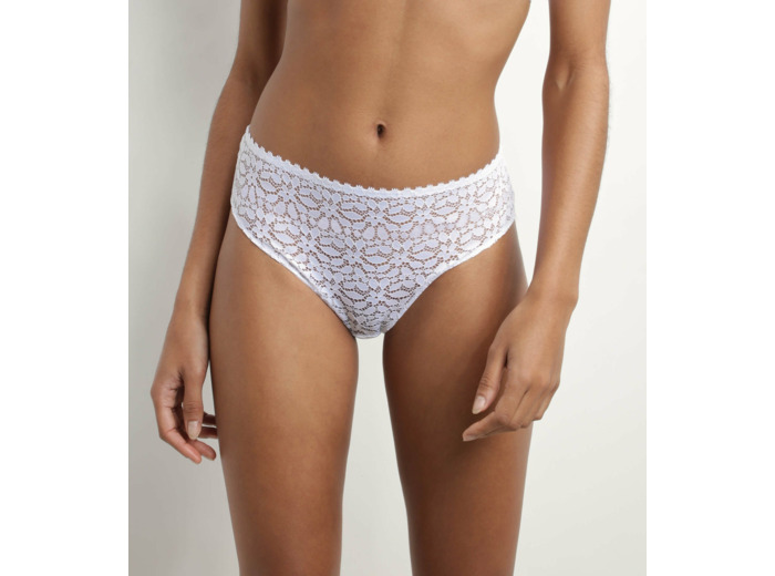 Culotte en dentelle ajourée à motifs floraux Blanc Daily Dentelle