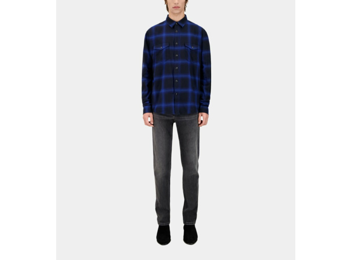Chemise A Carreaux Manches Longues blue black