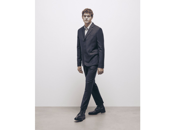 Veste Costume En Laine Poches Rabats navy