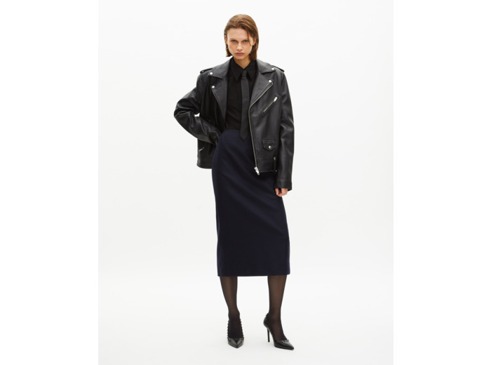 Jupe longue crayon marine bleu