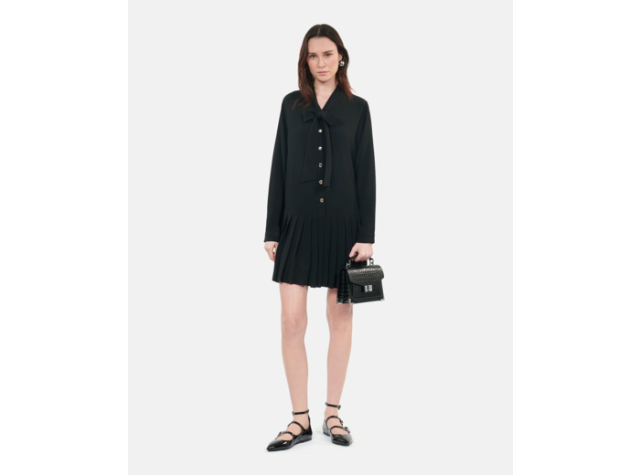 Robe Noire Courte Avec Plissage black