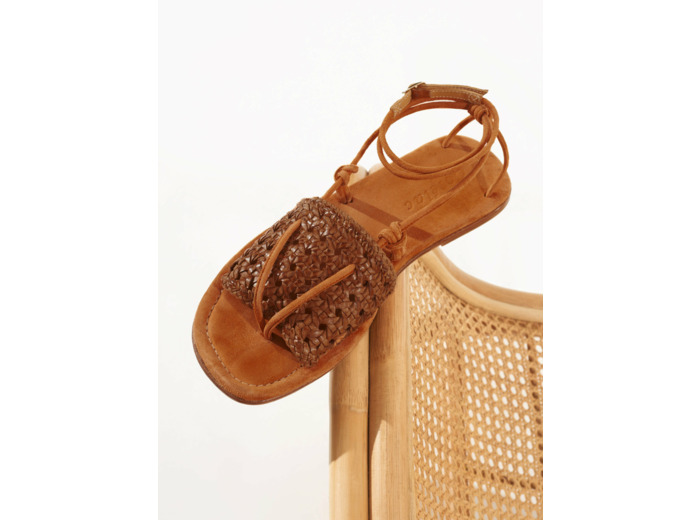 Sandales plates cuir