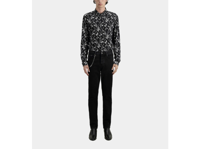 Jean Noir Droit Avec Chaîne black washed