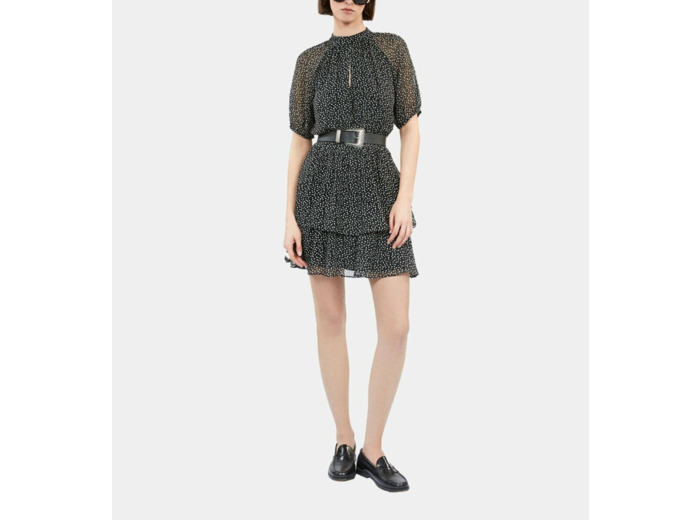 Robe Courte A Manches Courtes black white