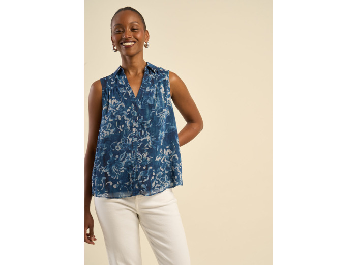 Chemisier sans manches à imprimé floral