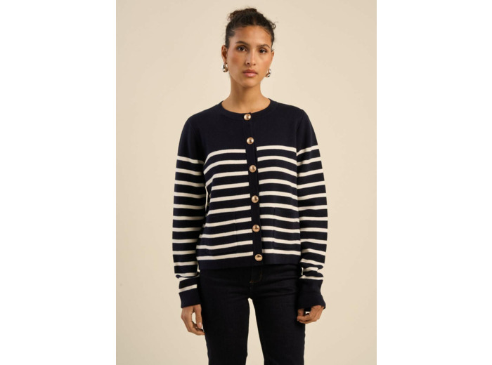 Gilet rayé détails boutons bijoux