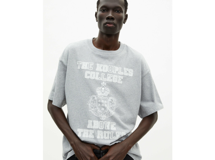 T-shirt manches courtes avec print devant anthracite melange