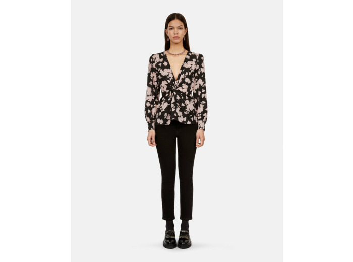 Top A Manches Longues En Jacquard black / pink