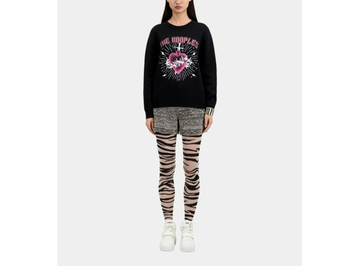 Pull Col Rond Jacquard Sacred Heart black white
