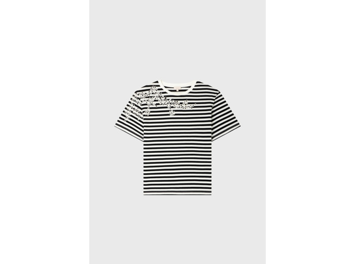 T-shirt rayé à broderies - MELORA