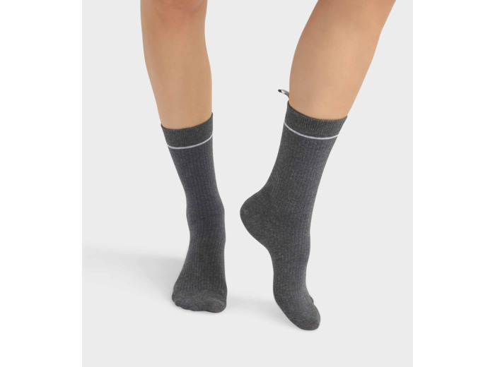 Chaussettes unisexes en coton modal côtelé Gris Dim Icons