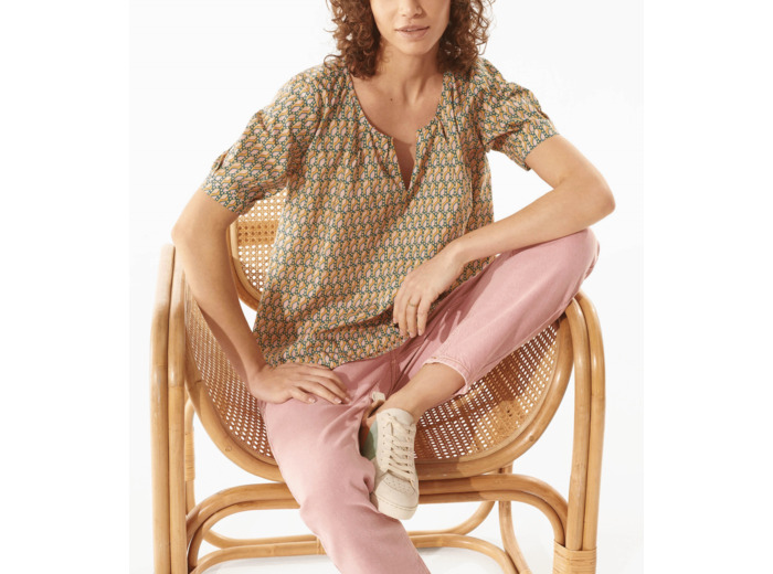 Blouse rose / moutarde