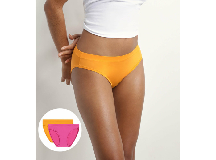 Lot de 2 slips femme en coton et nylon Fuchsia Jaune Oh My Dim’s