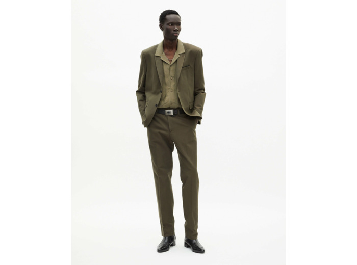 Veste de costume droite classique 2 boutons kaki