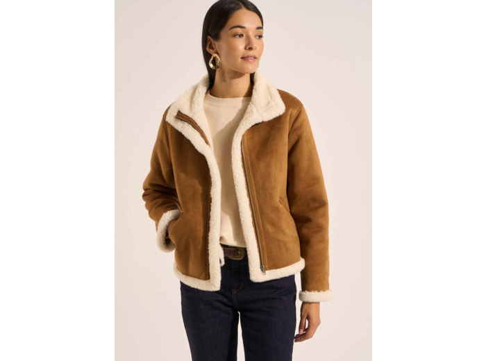 Blouson en fausse fourrure peau lainée