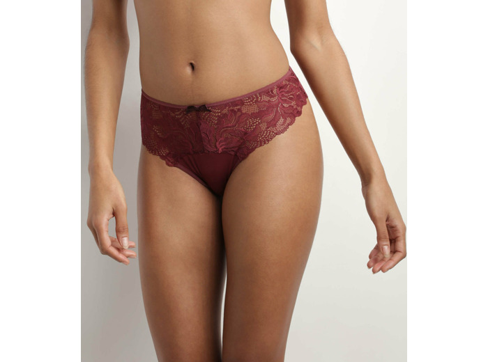 Slip femme en dentelle et microfibre Rubis Foncé Generous Essentiel