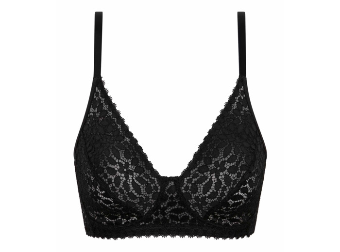 Soutien-gorge triangle sans armature motif floral Noir Daily Dentelle