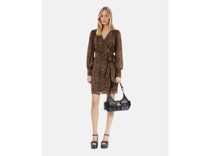 Robe courte avec ceinture leopard