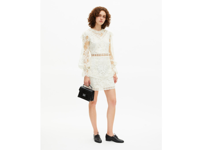 Robe courte en dentelle écrue white