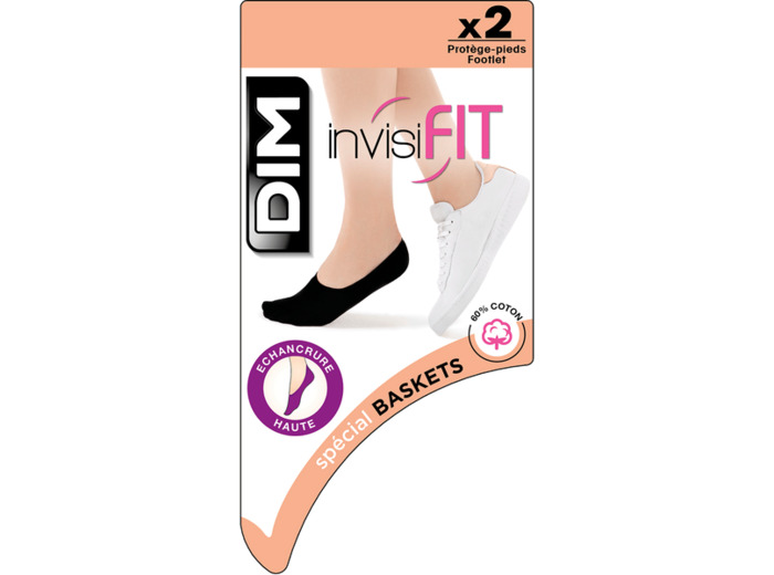 Lot de 2 protège-pieds blancs spécial baskets anti-odeurs InvisiFit 107D