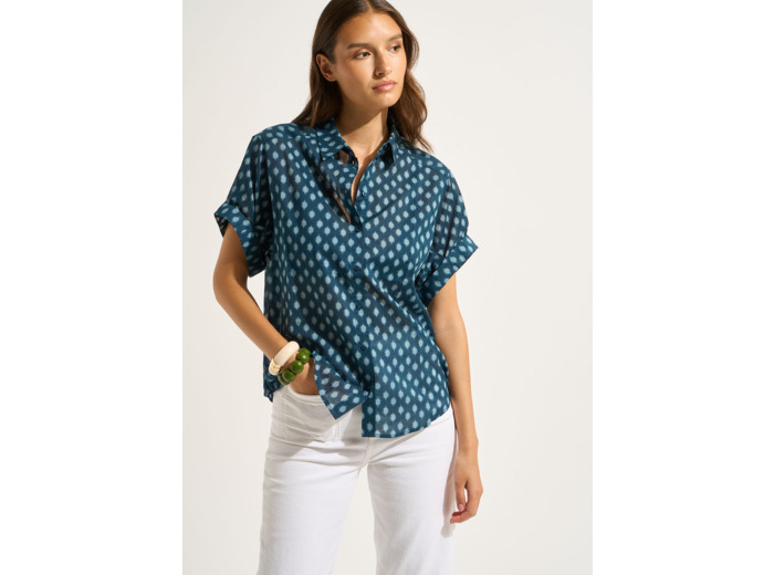 Chemise imprimée en coton à manches courtes