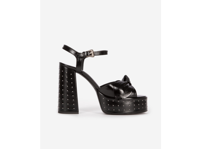 Sandales à talons cloutées en cuir noir black