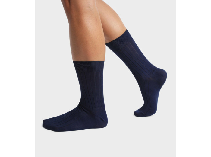 Lot de 2 paires de chaussettes homme Bleu Marine en fil d’Écosse Dim