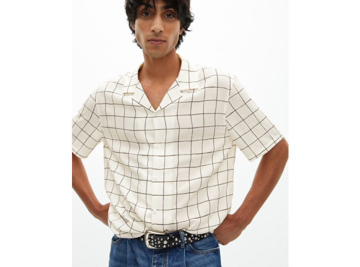 Chemise manches courtes à carreaux écrue white / black