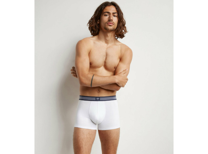 Boxer homme en coton modal à ceinture rayée Blanc Dim Smart