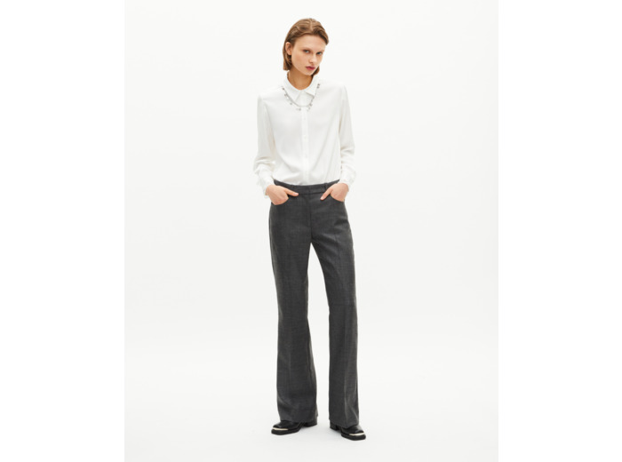 Pantalon tailleur bootcut en laine gris foncé black