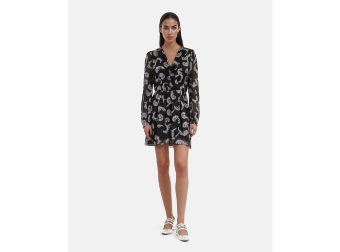 Robe courte manche flottante black / silver