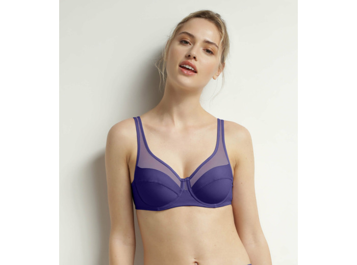 Soutien-gorge emboitant en microfibre et tulle Violet Dim Generous