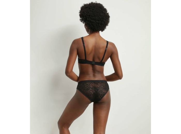 Soutien-gorge foulard en dentelle noire à feuillage Mod de Dim