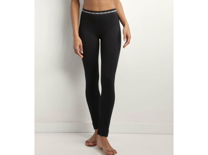 Legging femme sans couture en tissu côtelé Noir Dim Icons Seamless